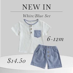 White and Blue Kids Matching Set